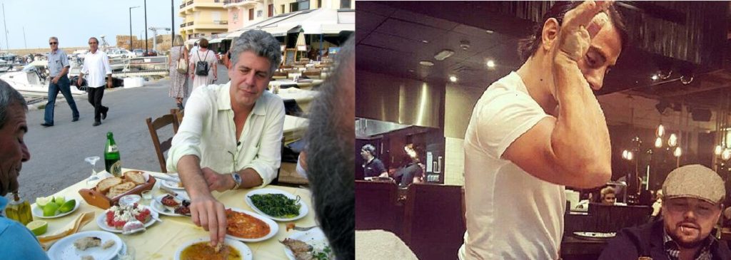 Anthony Bourdain (left) and Salt Bae (right)