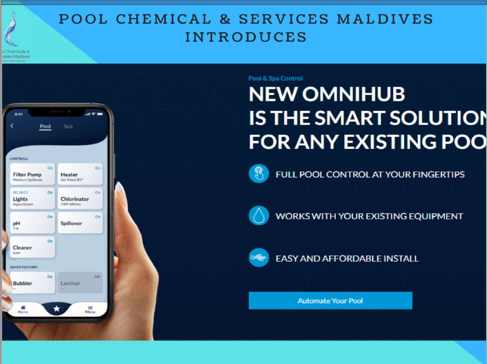 Pool Chemicals & Services Maldives Introduces Phin by Hayward