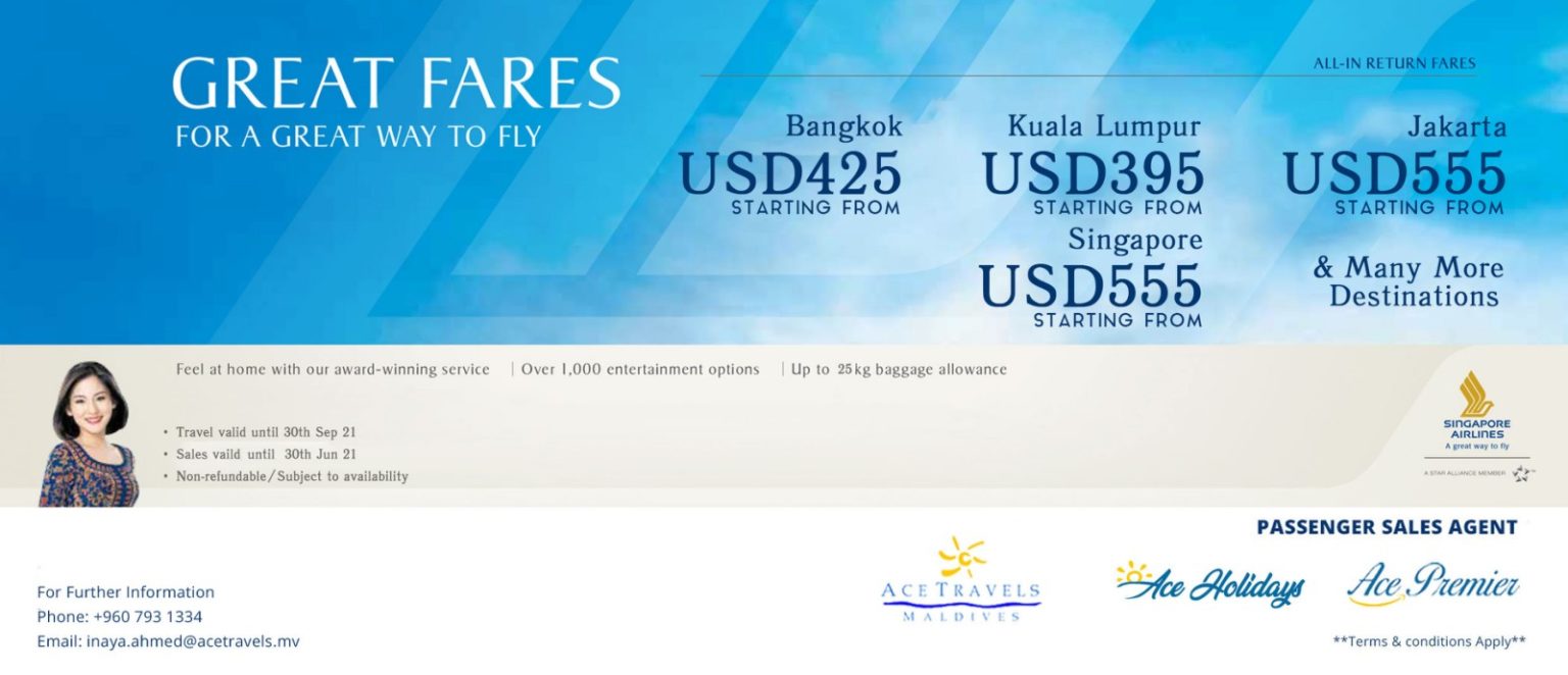 Ace Travels Maldives Appointed as Passenger Sales Agent for Singapore